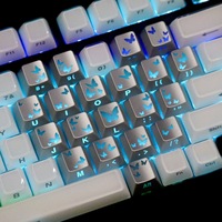 21 Keys Silver Butterfly Heart PBT Keycap Set Side Printed OEM Profile Dye Sublimation Keycaps Compatible with Wooting Keyboard