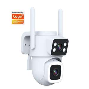 Pabrik OEM 4 + 4 8MP AI Tuya kamera pintar 360 keamanan nirkabel 2.4G 5G WIFI6 lensa ganda pengawasan Wifi 4K kamera keamanan - Product Image 1