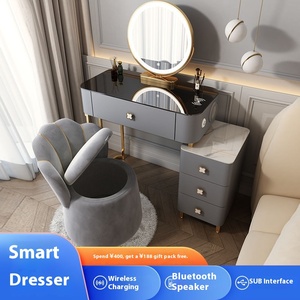 Modern Luxury Professional Wood Eco-Friendly Makeup <strong>Vanity</strong> Desk Glass Top LED Lights Portable Dressing Table Mirrored <strong>Case</strong> 2 - Product Image 2