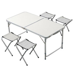 Venta al por mayor de 6 pies de altura ajustable de aluminio mesa plegable con cuatro sillas para comedor y uso en hoteles directo de fábrica - Product Image 1