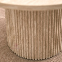 Table basse ovale en travertin beige turc naturel pour salon de luxe, hall d'hôtel, boutique, café