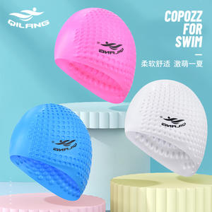 Gorro de natación de silicona Qilang, unisex, impermeable, cómodo para entrenamiento de natación, color sólido, rosa, azul, blanco - Product Image 1