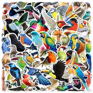 50 buah berbagai warna-warni burung stiker grafiti untuk dinding jendela mobil dekorasi vinil burung beo stiker baris