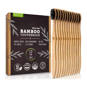 Eco Friendly Disposable Biodegradable Bamboo Wood Toothbrush Hotel Multicolored Soft Bristles Custom Logo Bamboo Toothbrush