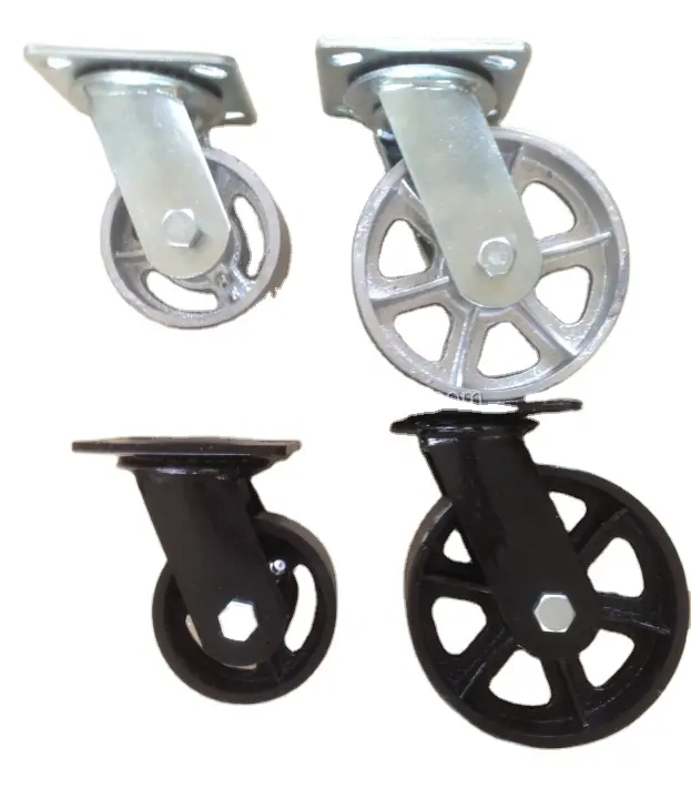 Heavy duty cart iron swivel caster and wheel for industrial furniture