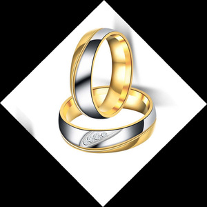 Anillos de Pareja Clásicos en Acero Inoxidable Chapado en Oro de 18K con Microincrustaciones de Diamantes, Anillos de Compromiso Sencillos - Product Image 2