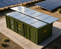 Solution d'alimentation hybride silencieuse en conteneur 100kW 125kVA 300kW 375kVA avec générateur diesel et stockage de batteries solaires en option, ATS inclus