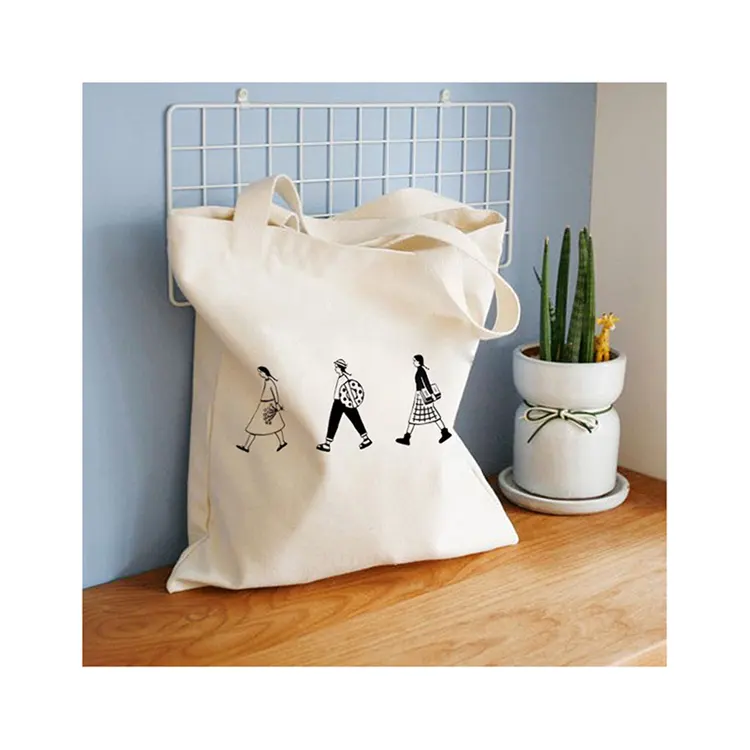 2020 Hot Selling Dames Handgemaakte Katoenen Vouwen Schouder Winkelen Shopper Heavy Duty Canvas Opbergzakken