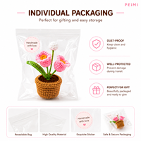 Fleur en crochet de coton tricotée à deux têtes, décoration esthétique pour la maison, le bureau ou le bureau de travail, plante en fil, cadeau