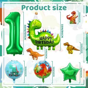 Decoraciones de Cumpleaños con Globos de Dinosaurios, Globo de Número de Papel de Aluminio, Globos de Dinosaurios, Globo de Corona Verde para Fiesta de Baby Shower de 1er Cumpleaños - Product Image 4