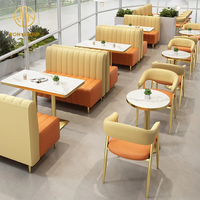 Café rond en marbre Restaurant canapé ensemble cabine sièges meubles chaise et Table pour café café