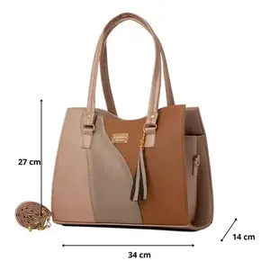 Bolso Tote para Mujer Fana Azyadeth M3734, Diseño con Paneles de PU y Decoración de Borlas, Uso Diario Informal - Product Image 3