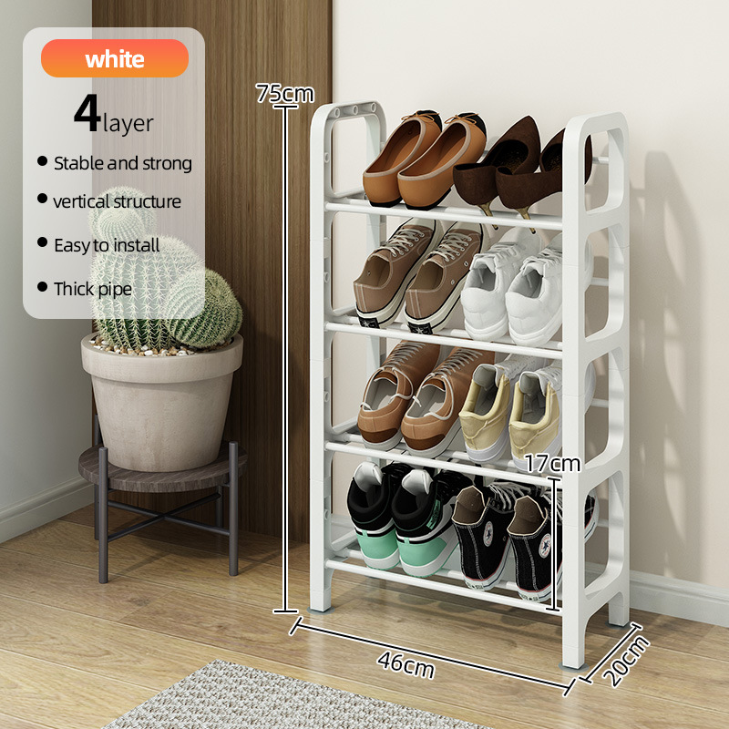 Étagère à chaussures inclinée entièrement blanche de 45 cm de long à 4 niveaux