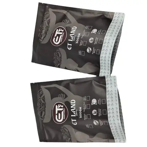 Newest design Food Transparent And Available Coffee Bean Biodegradable Resealable Stand Up Bags Coffee Bags With Ziplock