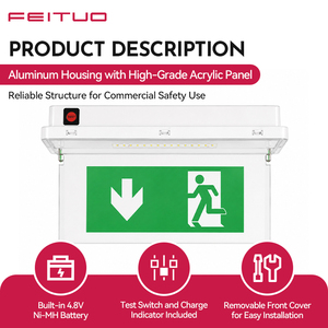 FEITUO Base de Producción en Vietnam OEM ODM Señal de <span class=keywords><strong>Salida</strong></span> de Emergencia LED con Panel Acrílico y Carcasa de ABS Impermeable IP65 para Suministro a Marcas Globales - Product Image 3