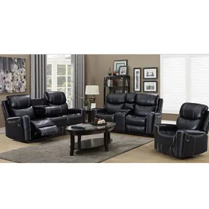 Modern fashion style 6 seaters living room hotel PU leather sectional reclining sofa sets