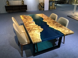 Table de salle à manger en bois massif, nouveau design One Choice, avec résine époxy, supporte l'envoi de demandes 24h/24 et 7j/7 - Product Image 5