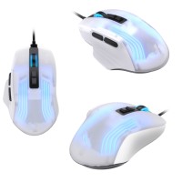 Souris de jeu filaire M36 avec logo personnalisé et design ergonomique avec coque en cristal transparent 3600 DPI rétroéclairé arc-en-ciel/RVB