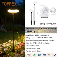 Lampe solaire de jardin étanche IP65 avec fonction oscillante au vent, économie d'énergie, lumière blanc chaud, sur piquet, pour extérieur, jardin, patio