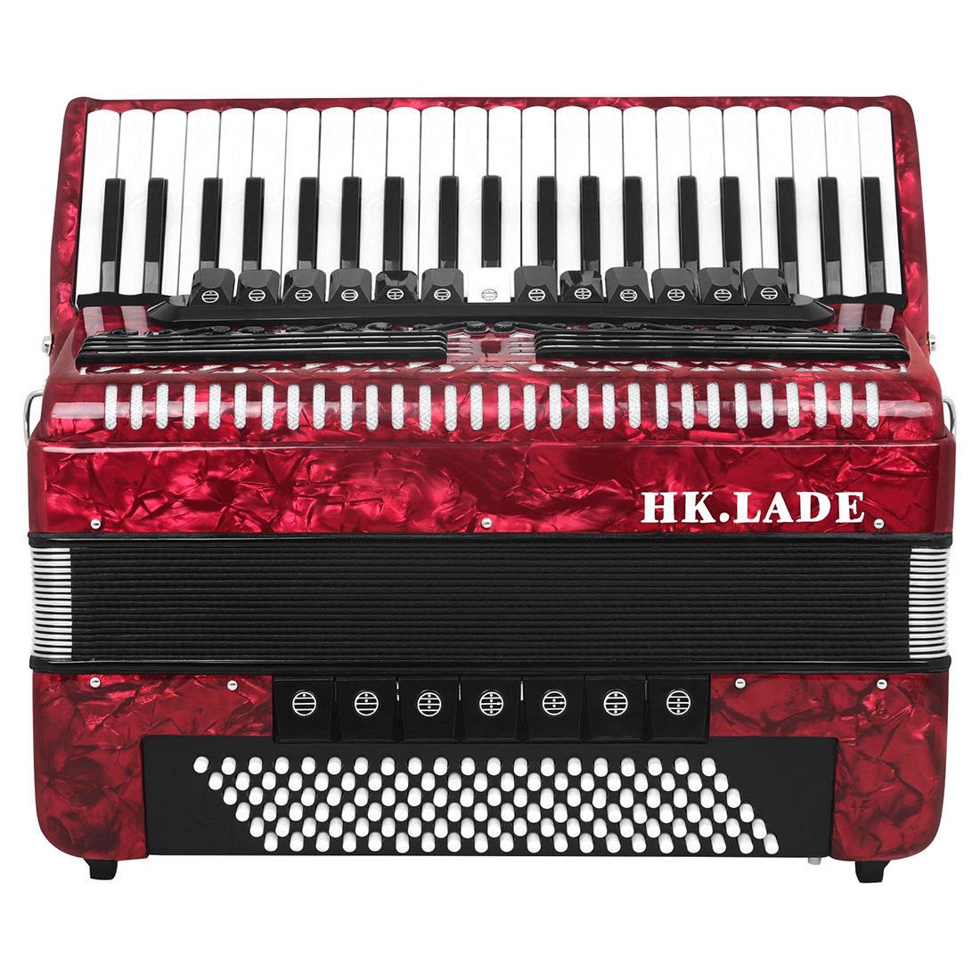 HK LADE 41鍵120バス アコーディオン 赤色 ポータブル楽器 付属品付き