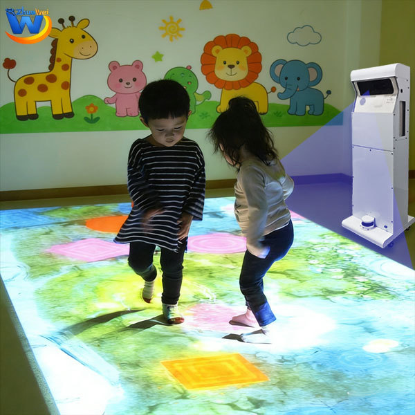 Interactive Floor Projection System 3D Hologram IR All-in-one Floor Projector Game for Kids Play Holographic Advertising Stand
