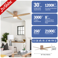 Ventilateur de plafond intelligent 1stshine 52 pouces, design moderne, simple et élégant, avec lumière, modes été/hiver, contrôle intelligent