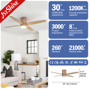 1stshine ventilateur de plafond led simple 52 pouces ventilador de techo 3 couleurs éclairage LED ventilateur de plafond intelligent - Product Image 3