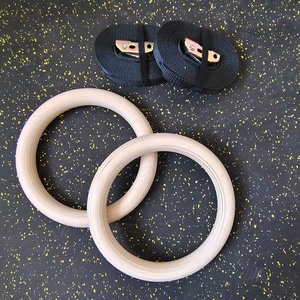 POWERMAN FITNESS Heavy Duty Wooden Fitness Rings, Non-Slip Grip for <strong>Pull</strong> <strong>Ups</strong> and <strong>Dips</strong> - Product Image 1