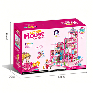 Juego de Casa de Muñecas de Plástico de 340 Piezas, 18 Habitaciones, Castillo Rosa de Lujo, Muebles para Muñecas, Mascotas, Juguete de Simulación para Niñas - Product Image 5
