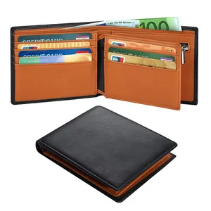 Bifold Stylish Slim Wallet Front Pocket Wallet Genuine Leather Carton Fiber Wallet