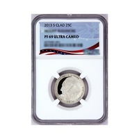 Assortiment de pièces de monnaie classées NGC, grade 69UC, Quarter 25c, avec étiquette de sécurité holographique (étui uniquement)