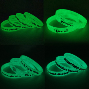 Bracelets en <span class=keywords><strong>caoutchouc</strong></span> promotionnels avec impression personnalisée de logo Bracelets lumineux Bandes de poignet Bracelet en silicone brillant lueur dans l'obscurité - Product Image 2