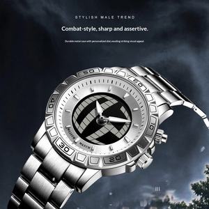 Reloj de Hombre de Aleación de Acero Inoxidable con Doble Pantalla, Lectura Dinámica Digital Retro de Moda, Segundero Dinámico, Esfera de 43 mm - Product Image 4