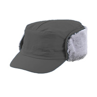 Gorro de Invierno Impermeable de Nailon con Forro de Piel Sintética, Orejeras Cortas, Cálido, Color Gris Niebla, Gorro de Caza para Hombres y Mujeres, Gorro de Esquí para Exteriores