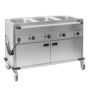 รถเข็นอุ่นอาหารแบบ Bain-Marie รุ่น 3xGN 1/1 พร้อมฐานอุ่นแนวนอนแบบ Double Boilers - Product Image 1
