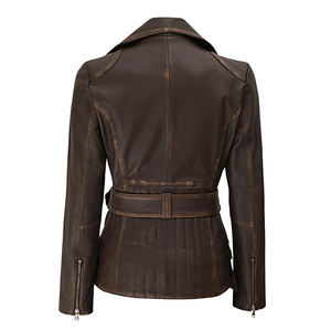 शैली में छोटे सुइड डेनिम सेक्सी शेर्पा बमवर्षक ब्लू टॉप की सवारी करने वाली शेर्पा बॉम्बर हुडी डिजाइन जिपर महिला चमड़े की जैकेट - Product Image 2