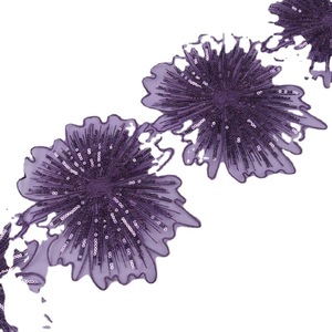 LS869 Renda de Organza com Bordado de Flor Grande de 19cm, Acessórios de Vestuário DIY com Borda de Lantejoulas - Product Image 4