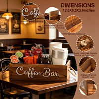 Organisateur de station à café avec petits séparateurs amovibles, rangement en bois pour accessoires de bar à café, panier porte-capsules Kcup