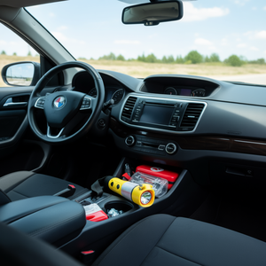 Marteau de sécurité automobile en plastique jaune avec lampe de poche intégrée, outil d'urgence pour utilisation en véhicule - Product Image 2