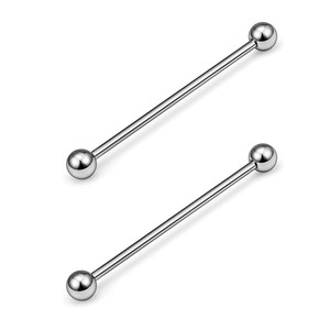 Piercing de langue en acier inoxydable avec boule, 14 mm, filetage externe, pour usage quotidien - Product Image 1