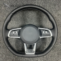 Volant en cuir pleine fleur haut de gamme à fond plat pour Volkswagen VW Polo Golf R 6 7 8 MK6 MK7 GTi Passat B7 B8 Jetta