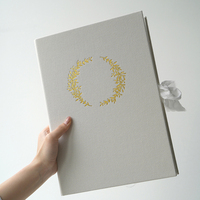 Haute qualité personnalisable Design Logo couverture rigide tissu lin environnement mariage fichier dossier Document fichier dossier