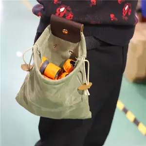 กระเป๋าหนังเก็บผลไม้แบบพับได้,กระเป๋าผ้าใบแว็กซ์แบบไม่ต้องใช้มือจับสำหรับแค้มปิ้ง