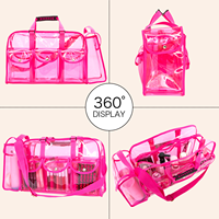 Grande capacité, sac transparent en vinyle durable avec poignée souple, trousse de maquillage tendance, plusieurs poches, motif bonbons, étui cosmétique de voyage