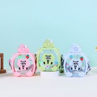 Bouteille d'eau Kawaii Bear sans BPA pour enfants 1000ml en plastique mignon Bubbule thé lait Portable école bouteilles à boire avec paille cadeau