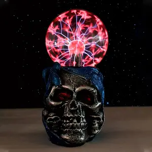 Lámpara de mesa de cristal con forma de Calavera, bola eléctrica de inducción táctil, lámpara mágica de Plasma, nuevo diseño