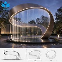 Fabricant professionnel de fontaines à rideau d'eau modernes, sur mesure, en métal, OEM ODM avec éclairage LED DMX512 pour la cour d'hôtel