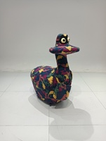 Fauteuil d'appoint moderne et minimaliste en forme de canard de dessin animé, en tissu artistique, rembourré en mousse, canapé individuel, fauteuil de loisirs pour appartement