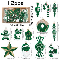 Ensemble de 12 boules de Noël floquées peintes, pendentifs de sapin de forme spéciale, décoration intérieure pour Noël, Nouvel An, fête de fin d'année