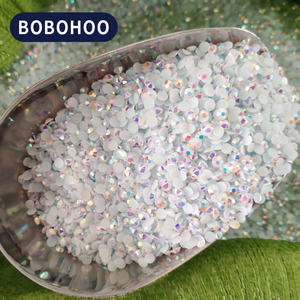BOBOHOO venta al por mayor Jelly Bottom Nail Supplies ropa resina parte posterior plana redonda Jelly AB brillante Rhinestone Nail Art DIY Accesorios - Product Image 1